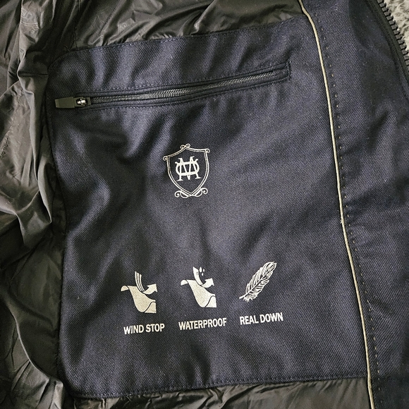 Massimo Dutti Men's S Small Navy Blue Wool Down Parka Coat Hooded Puffer Jacket - Picture 3 of 15